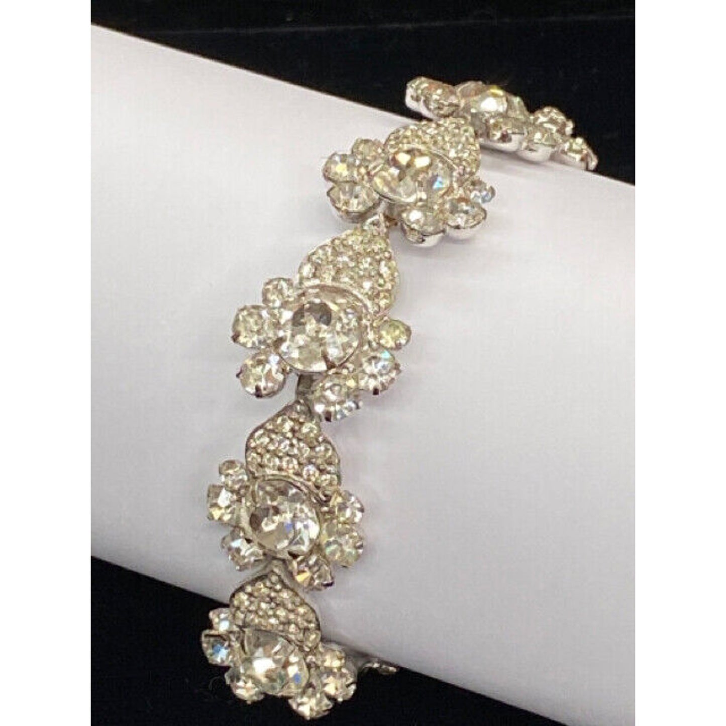 Stunning Art Deco WEISS Rhodium Rhinestone Bracelet