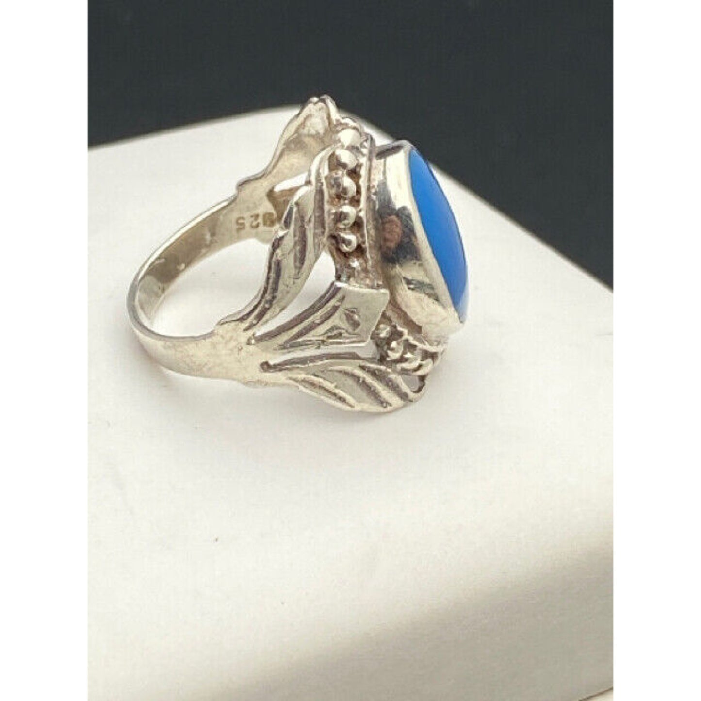 Sterling Silver Turquoise Blue Stone Ring Size 5