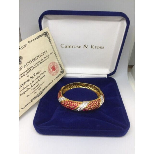 Camrose Kross Jacqueline Kennedy Red & Clear Swarovski Crystals Bracelet