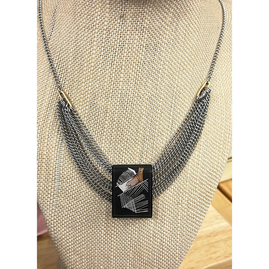 Anne Marie Chagnon Modernist Mod Multi Chain Slide Pendant Necklace