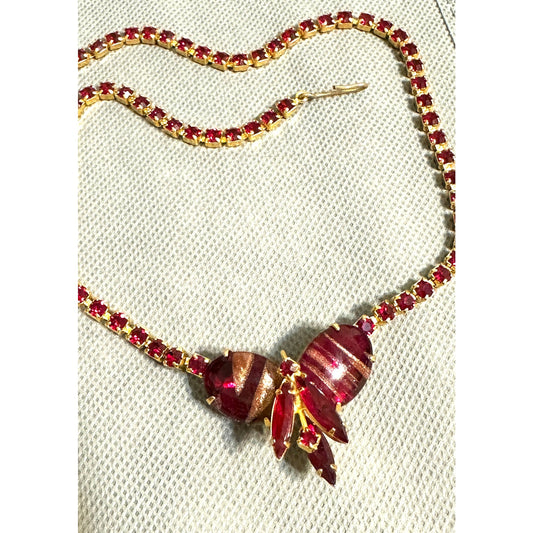 Delizza and Elster Juliana Necklace–Red Gold Shimmer Stones