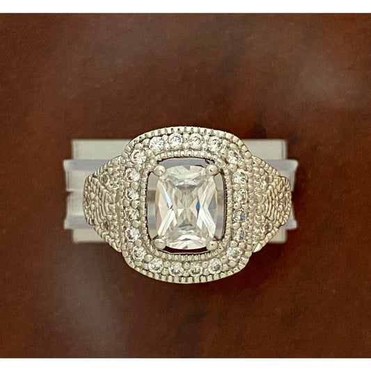 PDJ Sparkling CZ Art Deco Style Ring Size 7