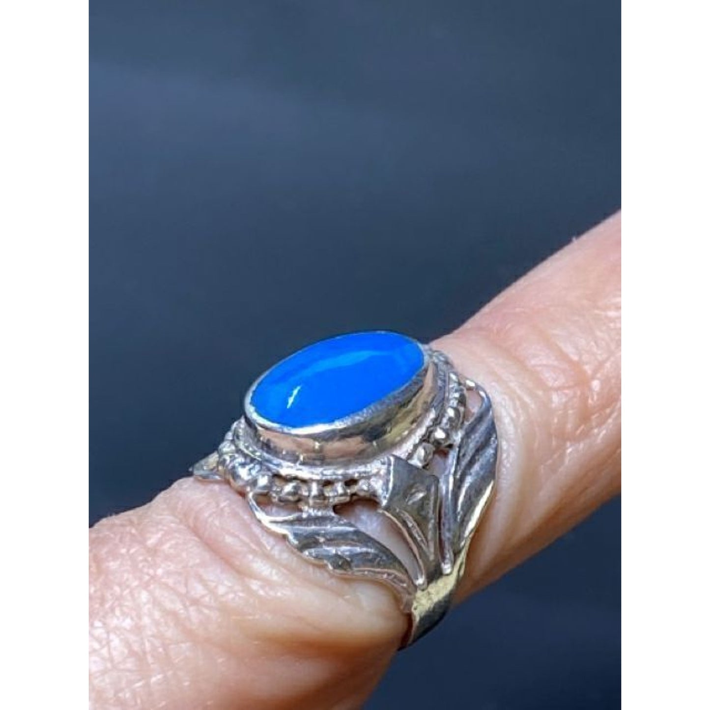 Sterling Silver Turquoise Blue Stone Ring Size 5