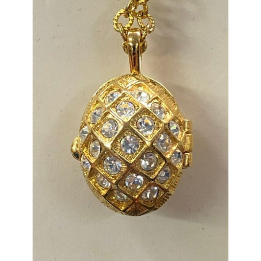 Joan Rivers Goldtone Rhinestone locket Necklace w/ Bee inside