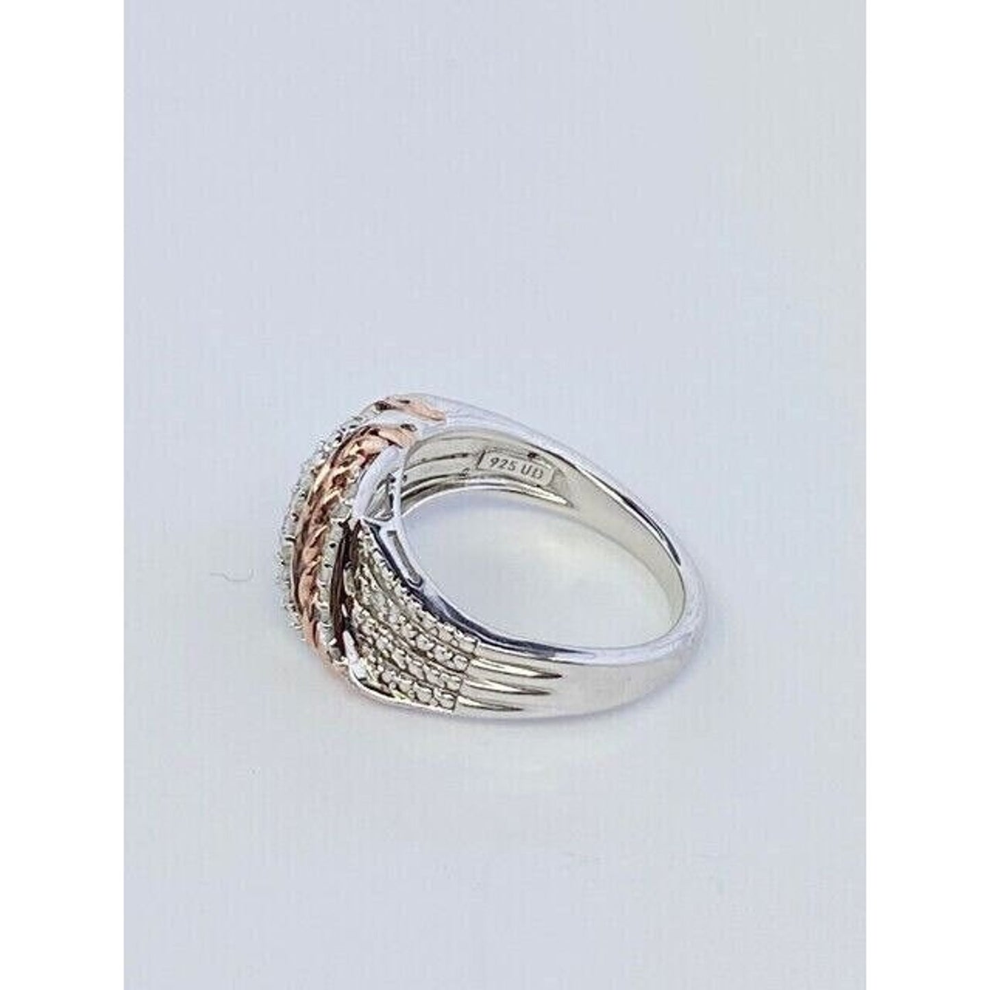 UD Sterling Silver Bronze Twist Diamond Ring Size 8