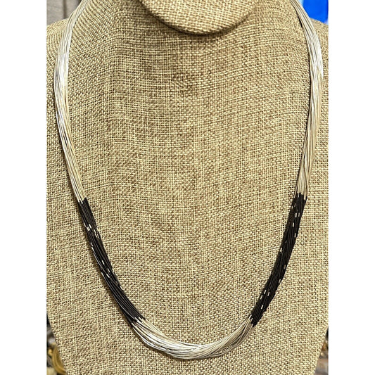 Rising Sun Hallmark 30 Strand Liquid Silver 24” Necklace 925