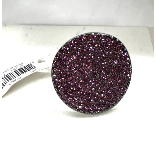 New Coach PAVE Amethyst Crystal Black Band Ring Sz 8 NWT