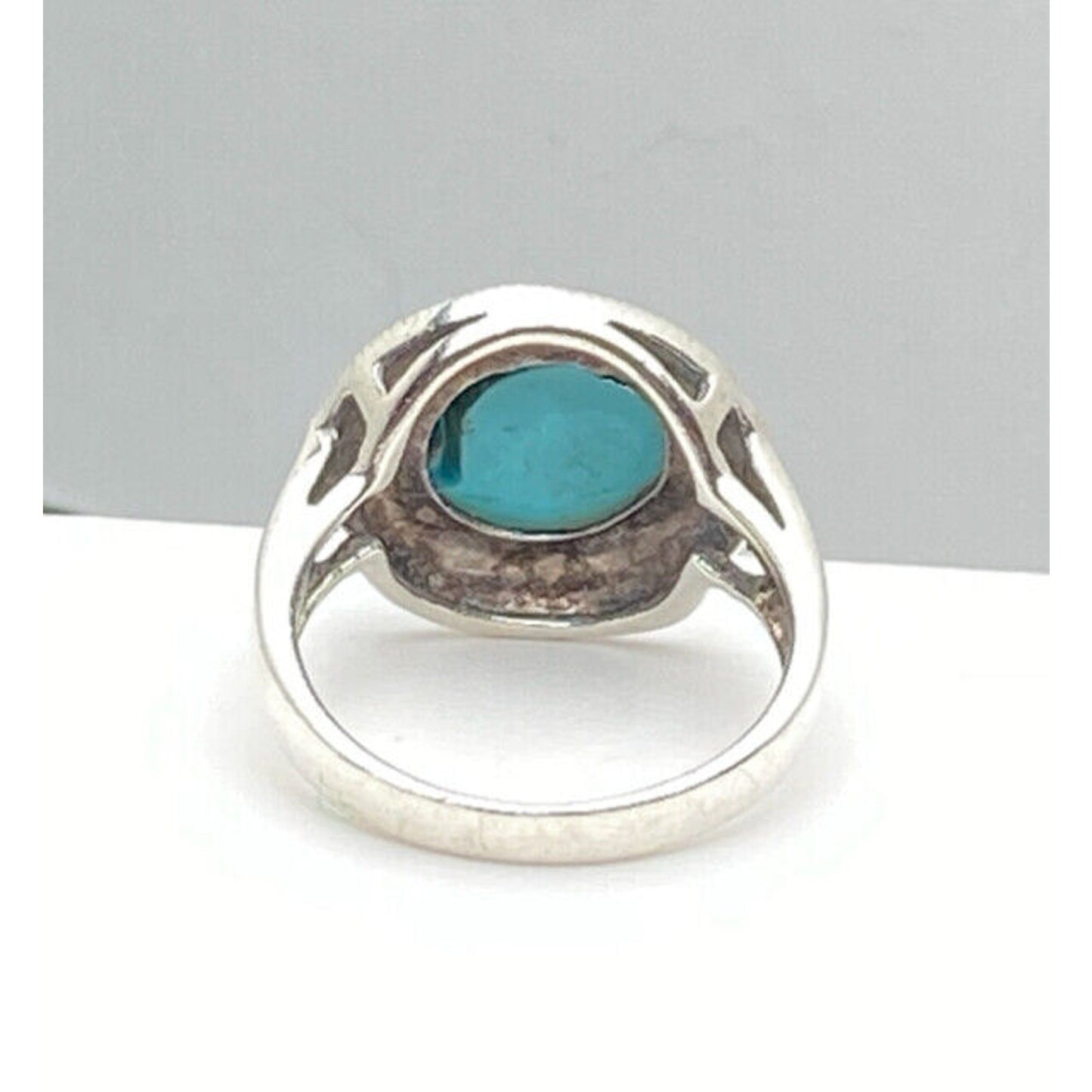 Sterling Silver Marcasite Blue Stone Ladies Ring Size 6 3/4 Ring